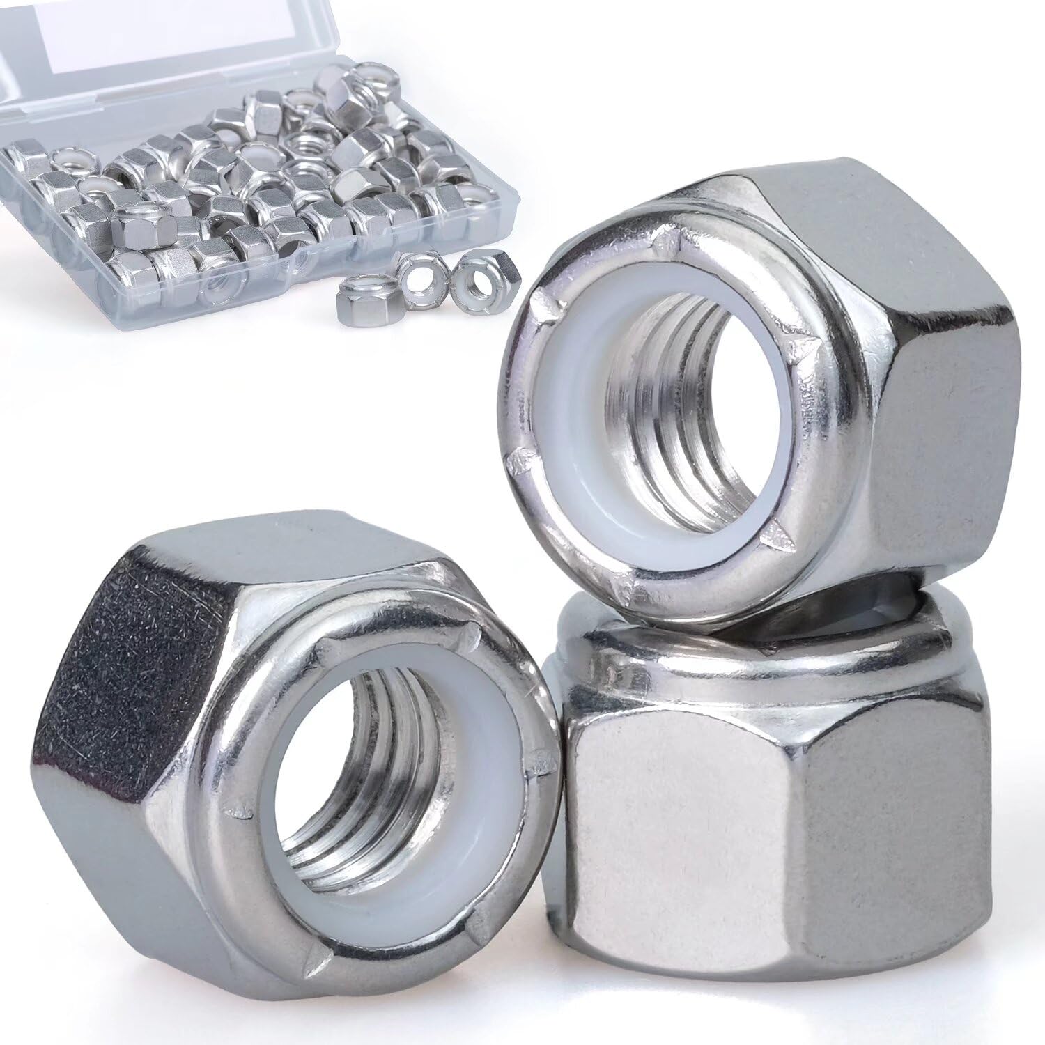 304SS Nylon Insert Hex Lock Nuts Coarse Thread (50 PCS) 6#-32