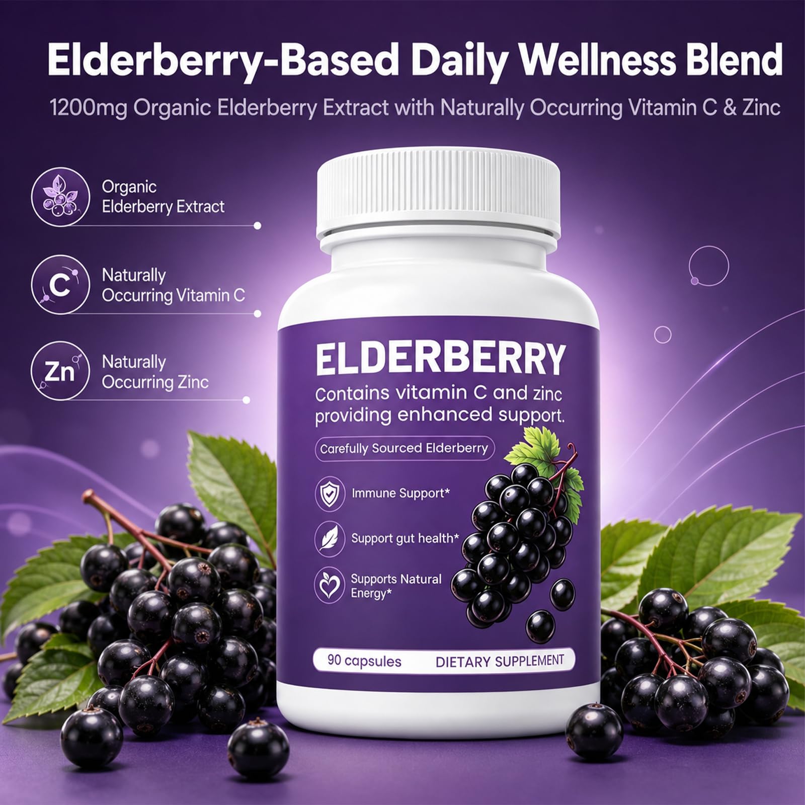 Elvera Elderberry Gut Support with 1200mg Elderberry Extract, Vitamin C and Zinc | Daily Immune & Digestive Balance for Everyday Wellness & Healthy Metabolism 90 Capsules — Amazon image 7