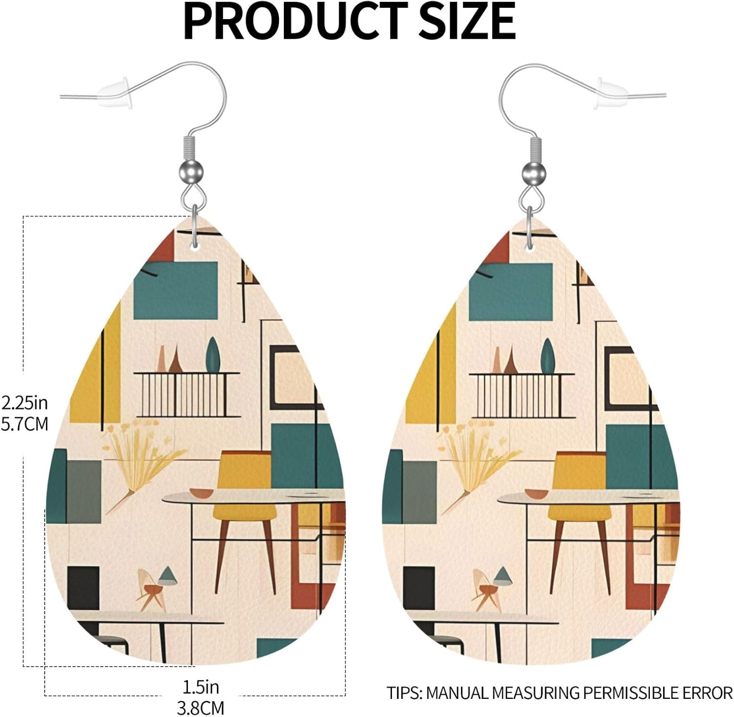 Leather Earrings for Women Teardrop Earring Dangle Drop Jewelry Accessories image 3