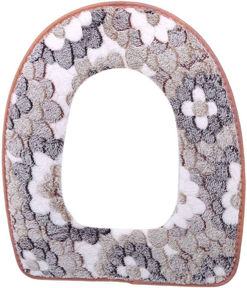 Toilet Seat Cover Set,Toilet Seat Cover Pad Soft Coral Fleece,Washable Toilet Seat Cushion for Bathroom (Brown)