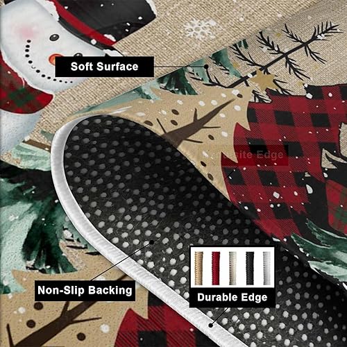 Miniatura 76 de Alfombras de cocina de Navidad absorbentes antideslizantes para piso, árbol de Navidad, muñeco de nieve y copo de nieve, alfombras y tapetes