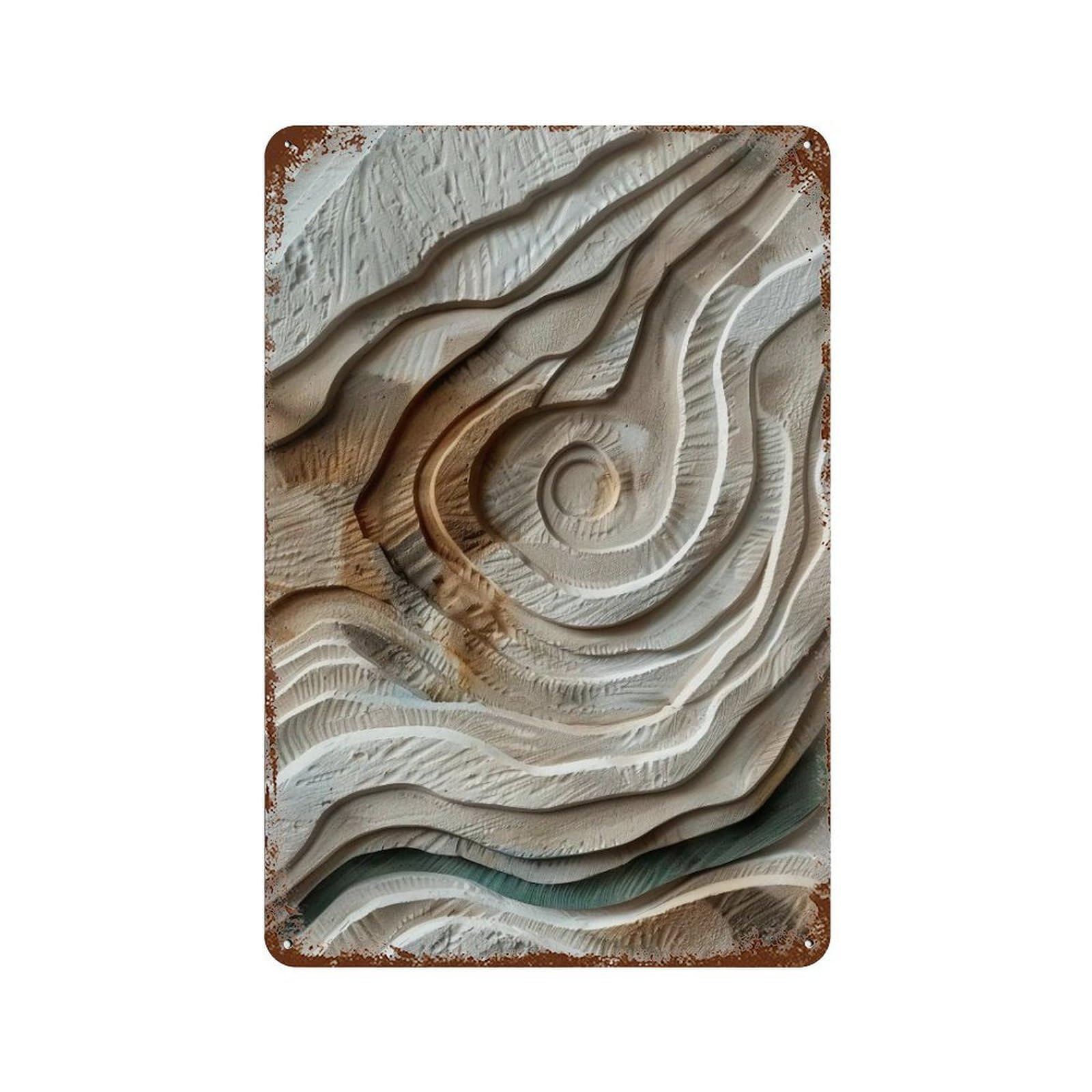 WUJHGRSG Earth Tone Layered Curved Ring Texture 02 Wall Art Retro Iron Vintage Metal Tin Sign Poster Modern Decor for Home Cofffee Club Bar Shop Style 30x20cm