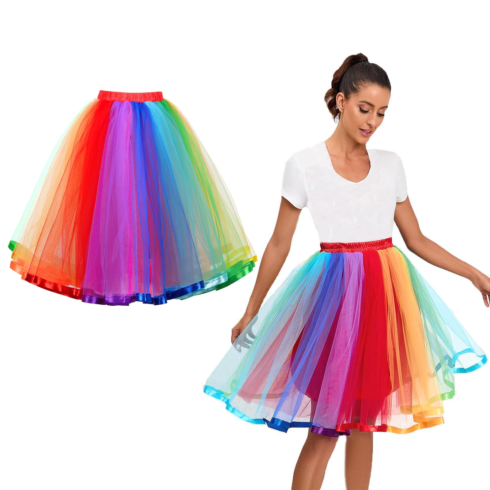 Falda de Tutú para Mujer Retro 80s Disfraz de Ballet Carnaval Halloween