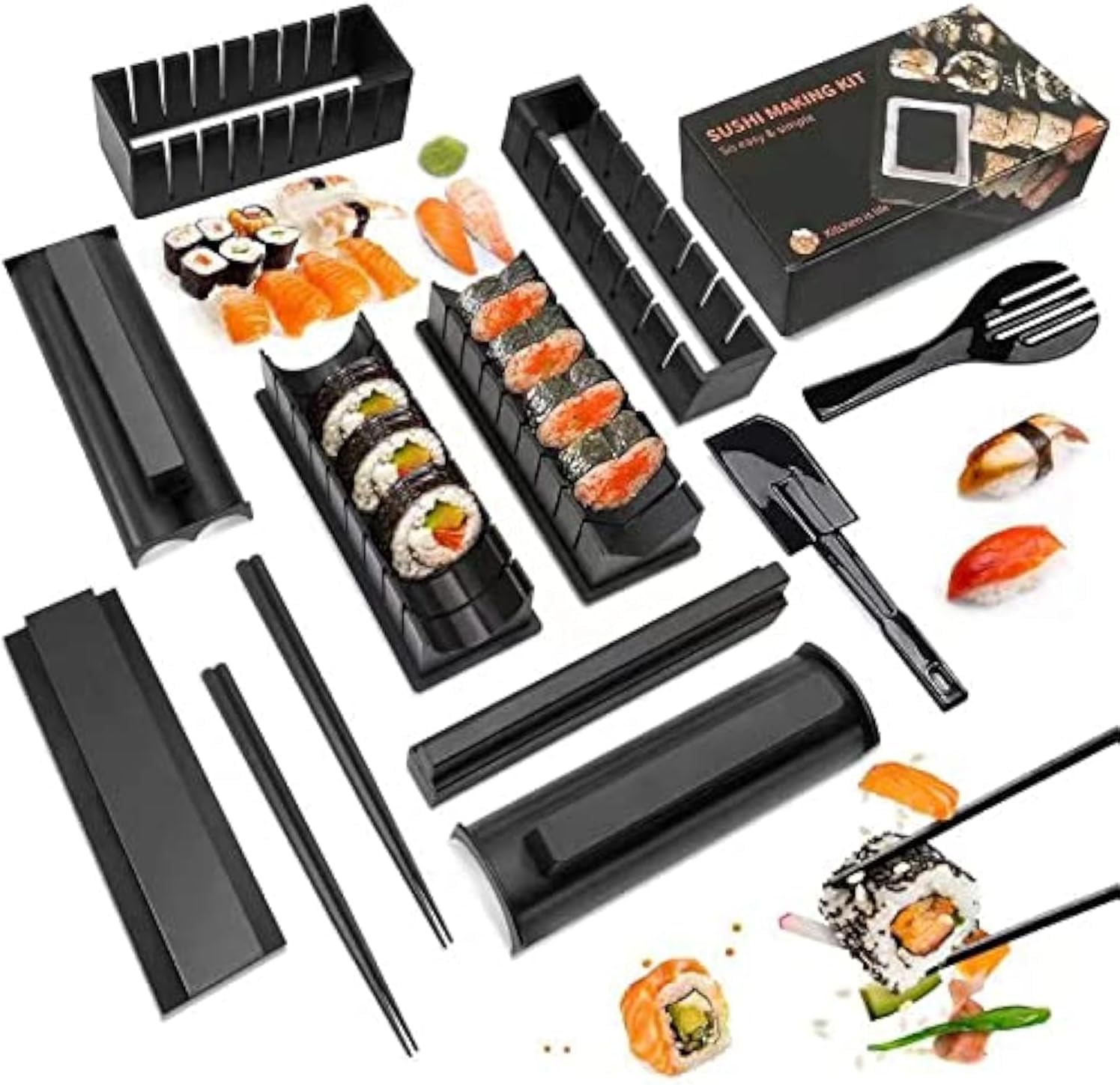 MLRYH Sushi Making Kit Sushi Maker 12 Pcs Plastic