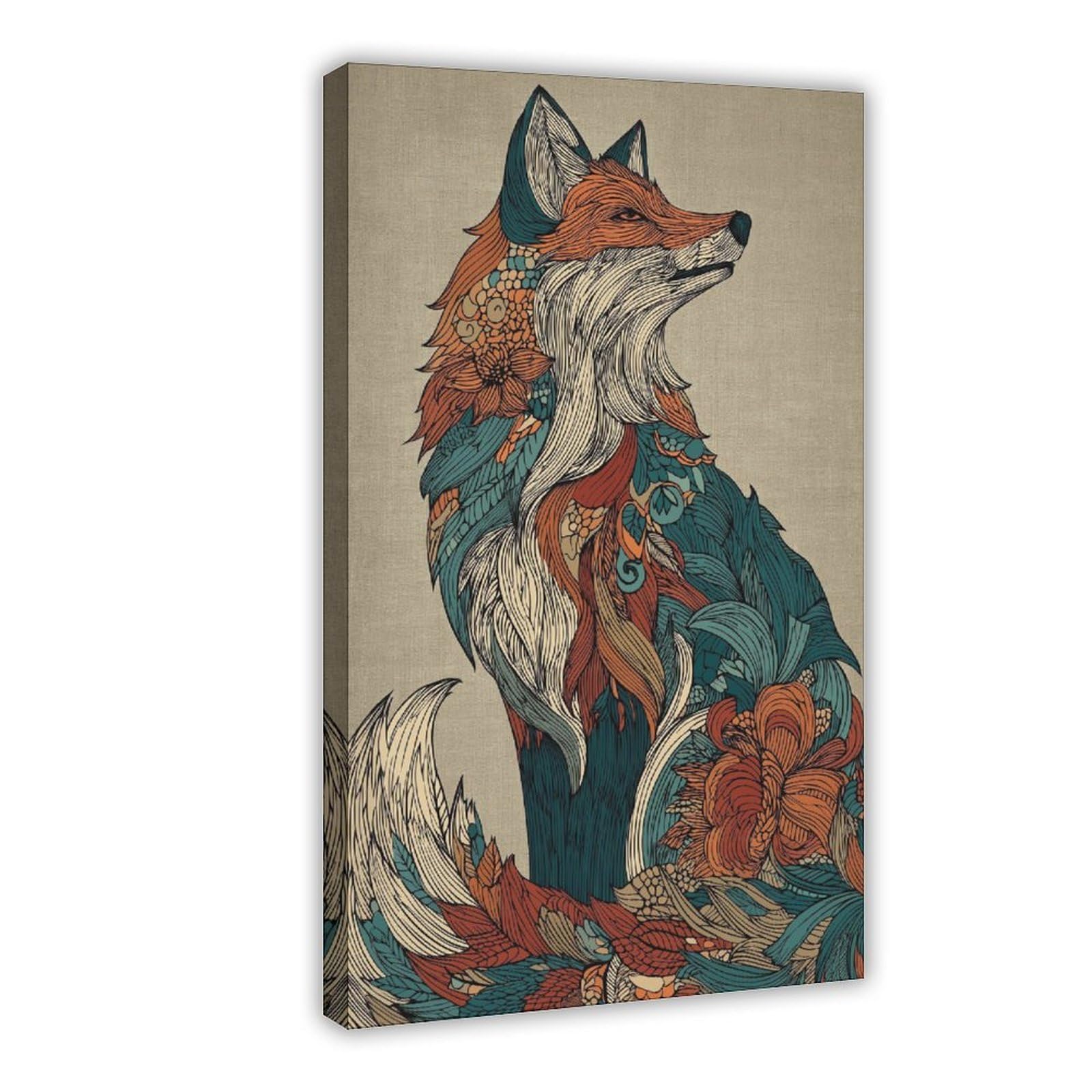 MRYCQ Boho Fox Poster Canvas Poster for Home Decor Gift