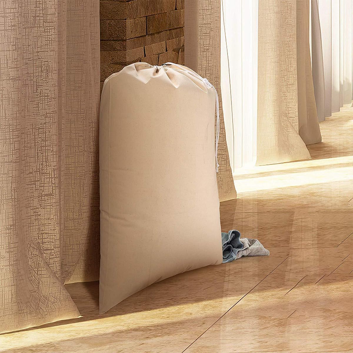 Bolsas de compras extragrandes de almacenamiento de lavandería, 61 x 91 cm, resistente bolsa de lavandería de viaje con cierre de cordón, bolsa de lavandería resistente para dormitorio, apartamento