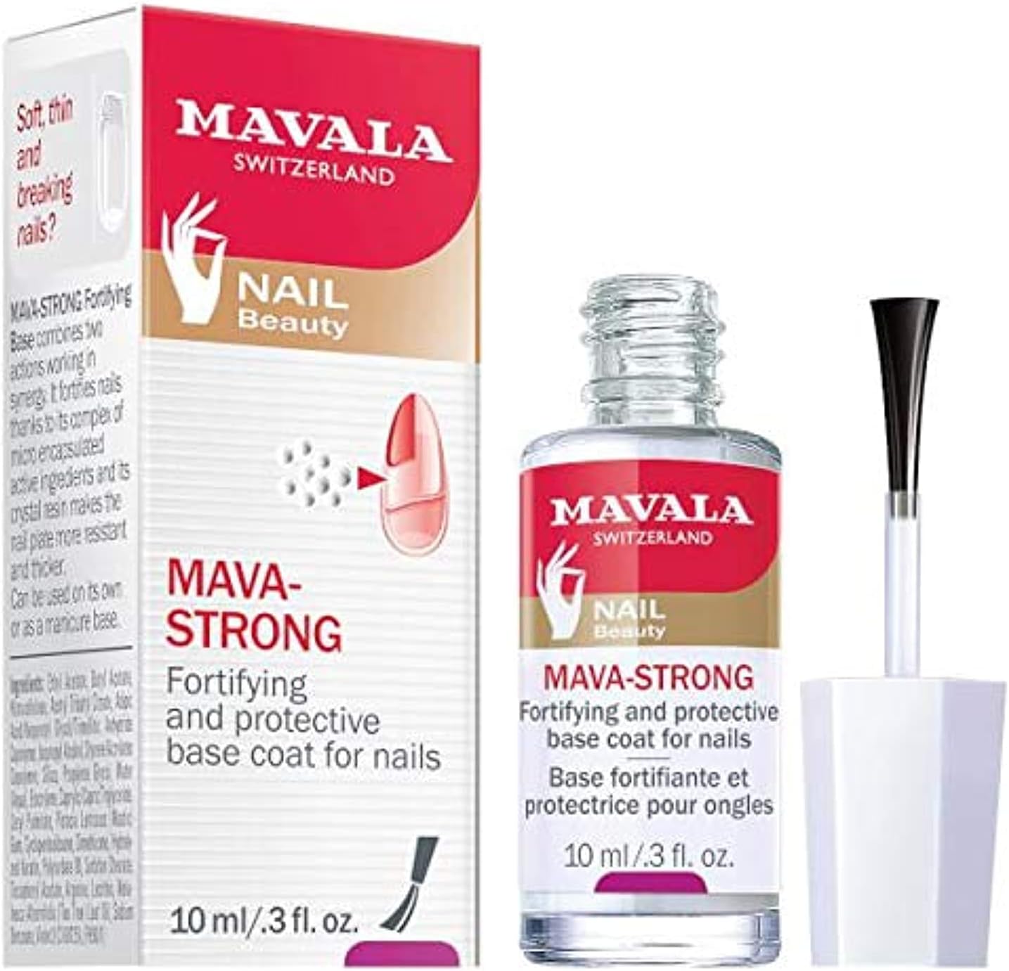 Mava Strong for Nails 10ml | Fortifying and Protective Base Coat for Nails