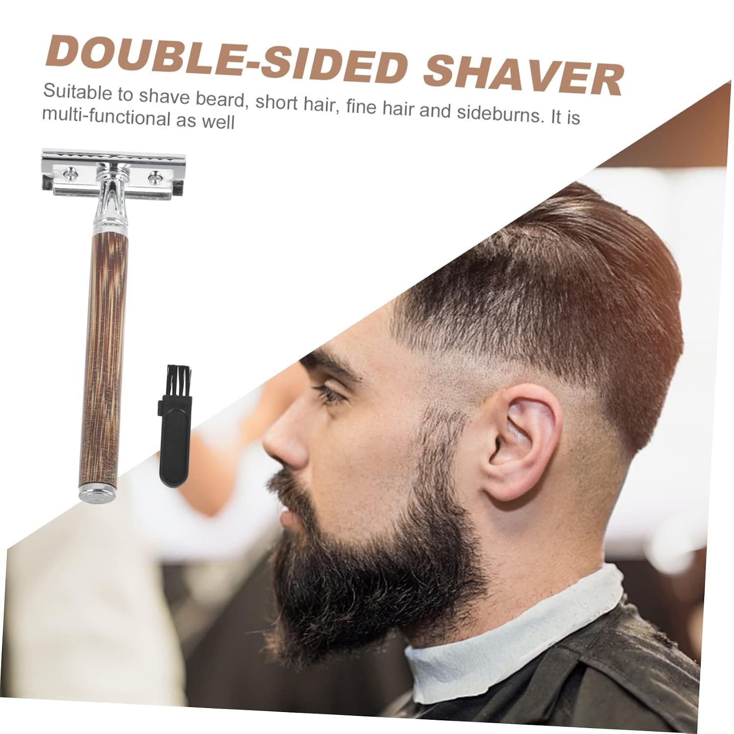 Healifty Vintage Double Sided Manual Razor with Handle Safety Beard Shaving Tool for Men Smooth and Stable Grip for Home and Barber Use Father Day and Holidays