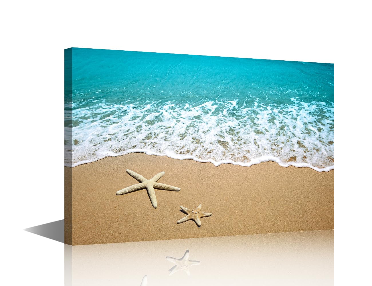 Coastal Beach Canvas Wall Art for Living Room Home Decor Sea Waves Poster Prints on Canvas Starfish Wall Decorations for Bedroom Bathroom Office Framed Ready to Hang, 36x24in โ image 1