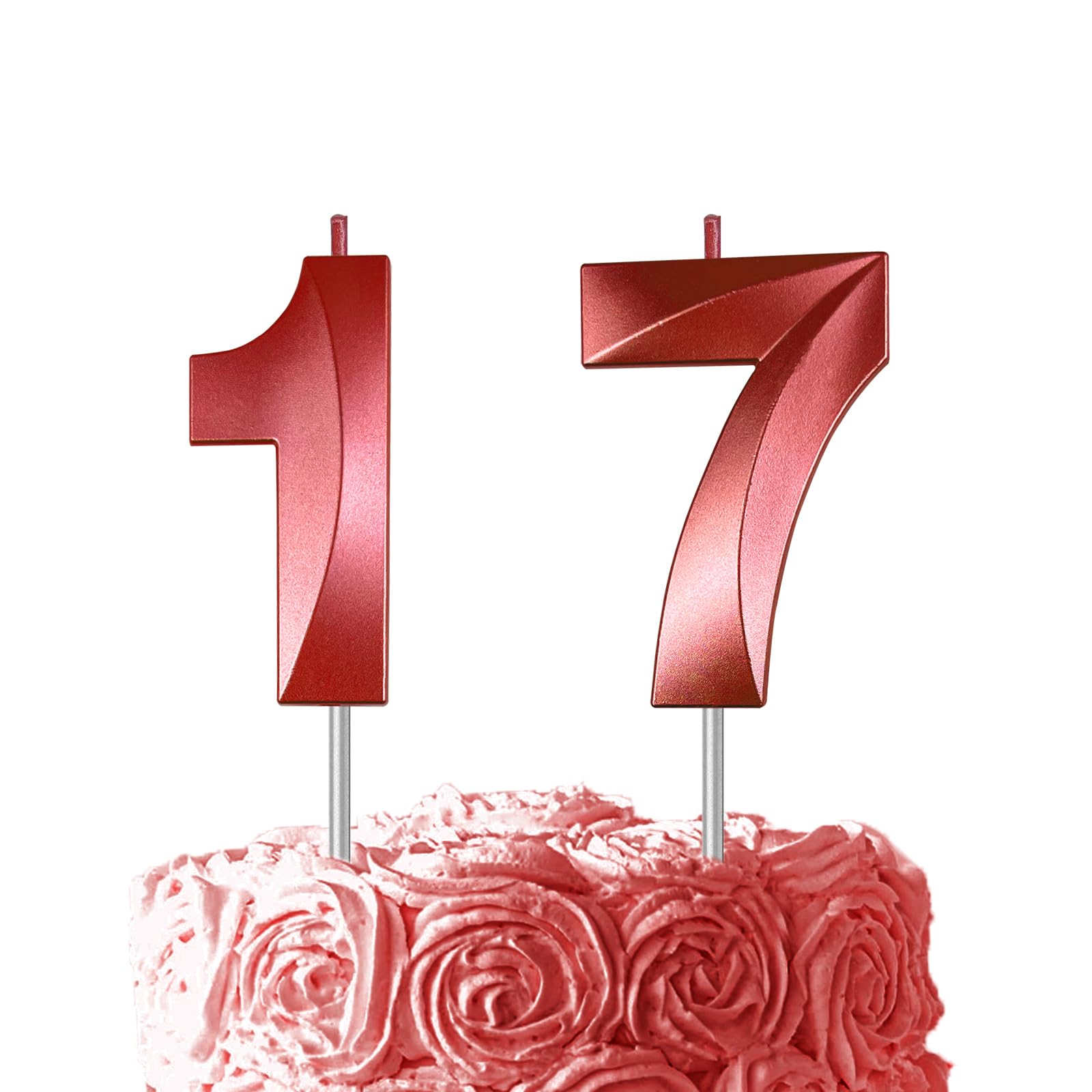 Red Birthday Number 17 Candles for Wedding Party Cake Decorations
