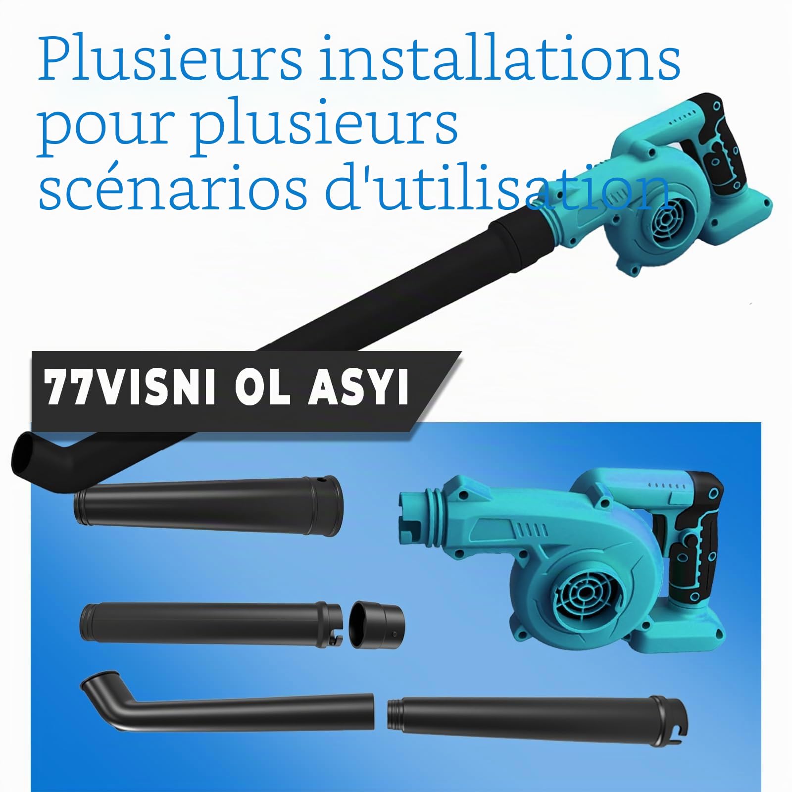 Souffleur à Feuilles sans Fil 18V - 2 Batteries 3000mAh & Chargeur, Souffleur/Aspirateur 2-en-1, Vitesse 16000RPM, Léger et Polyvalent pour Nettoyage Jardin, Voiture et Atelier