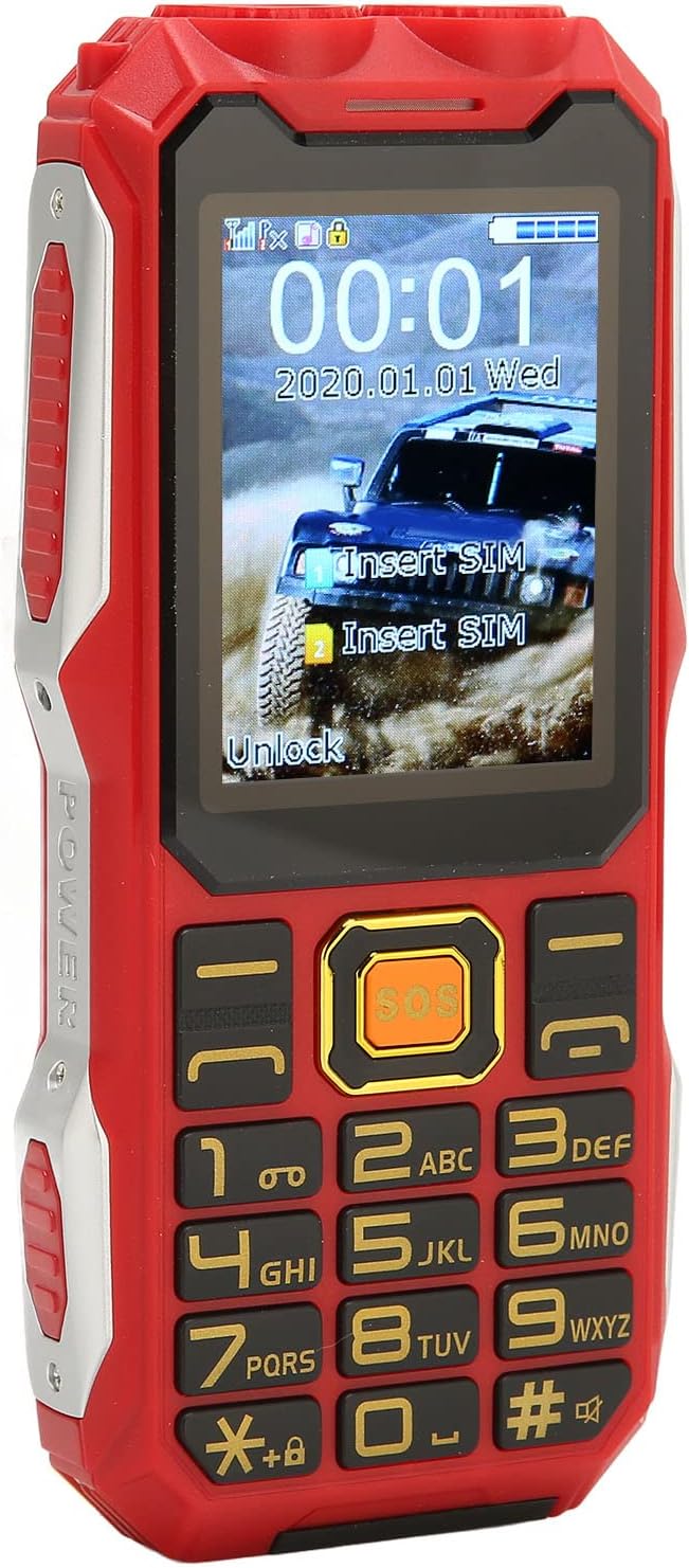 Unlocked Senior Cell Phone, Big Button Dual SIM Senior Phone, Easy to Use Mobile Phone with Large Capacity Battery, Flashlight, SOS Key, Voice Recorder, Calendar, Alarm Clock, Calculator, Red
