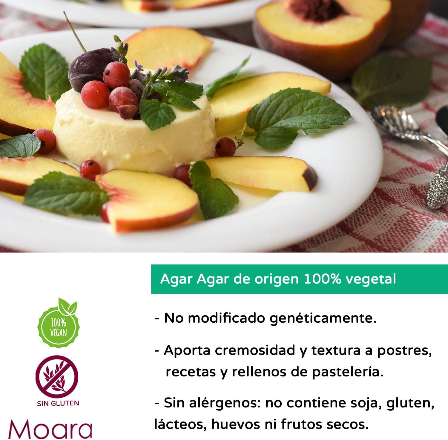 Agar Agar en polvo - Ideal para cocinar, sustituto vegano de la gelatina – Origen España - Producto natural 500g. Envase Doypack zip