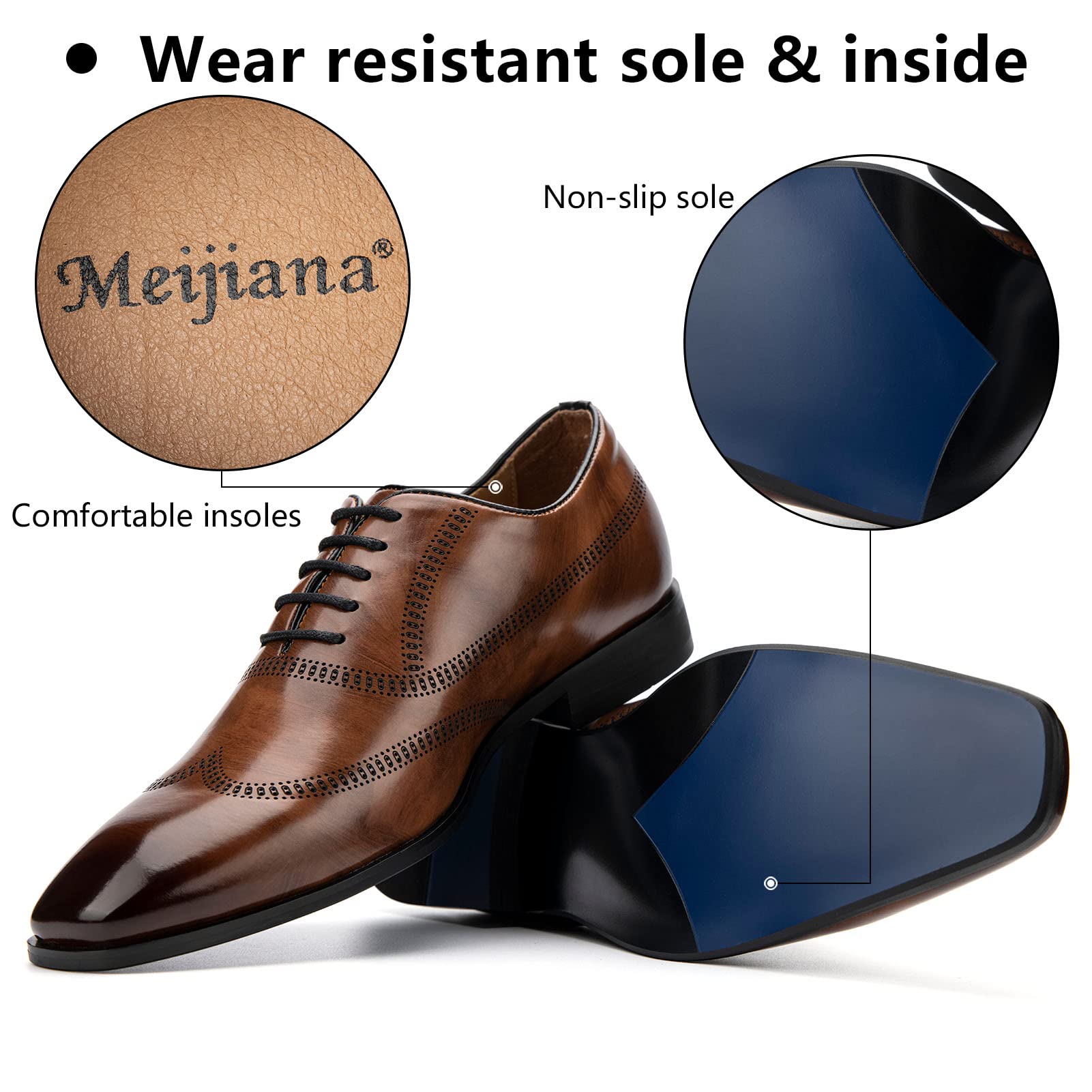 MEIJIANA Oxford Business Lederschuhe für Herren, Schnürschuhe, formelle Schuhe, Oxfords