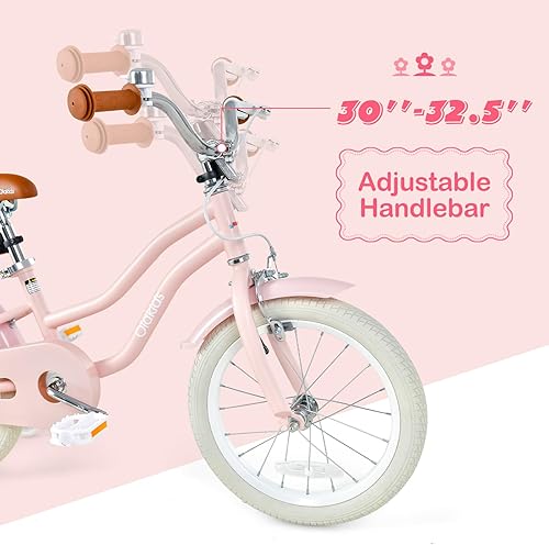 Miniatura 4 de Olakids Bicicleta para niños de 12, 14, 16, 18 pulgadas, con cesta de ruedas de entrenamiento extraíble, campana de seguridad, manubrio de asiento