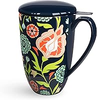 Vista 1 de Taza de té con infusor y tapa Taza de té con tapa Teaware con filtro de gran capacidad 16 onzas, azul marino