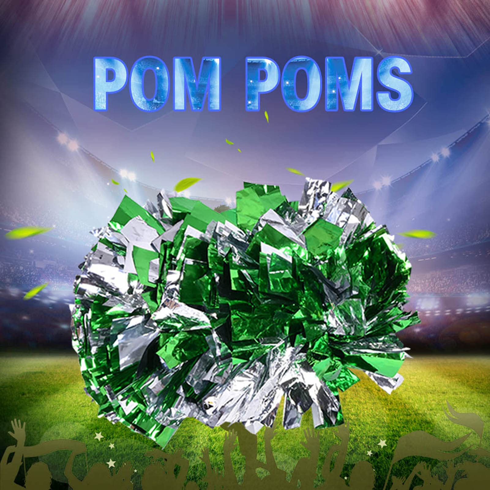 Pompons Cheerleader 1 Paire - Rayures Colorées - Poignée Antidérapante - 29cm - Pour Danse, Sport, Fête