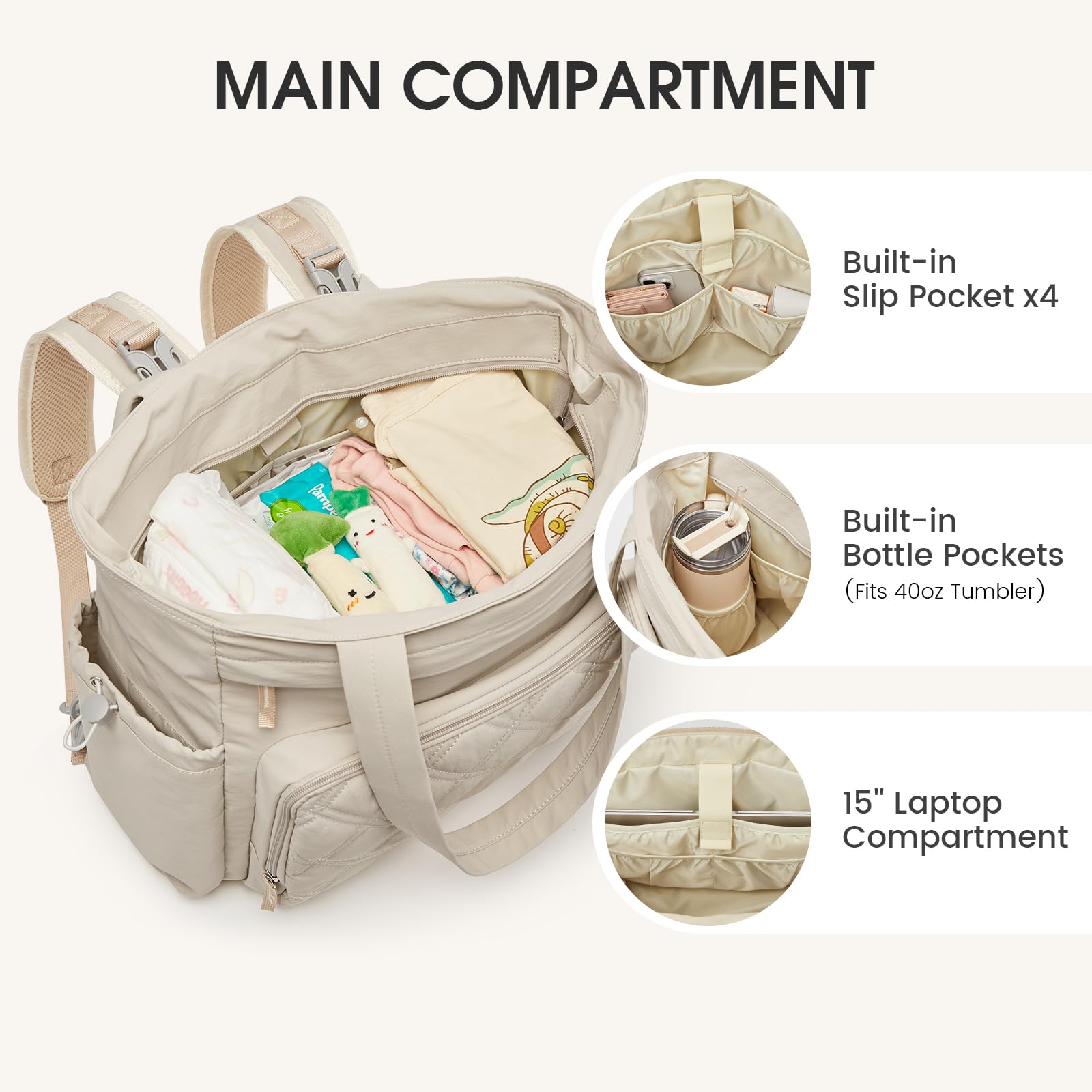 G4Free 3-in-1 Wickeltasche, Wickelrucksack Groß mit Wickelunterlage, Multifunktions Babytasche Fächern für Damen und Herren, Kinderwagenhaken Diaper Bag für Reisen/Babypflege