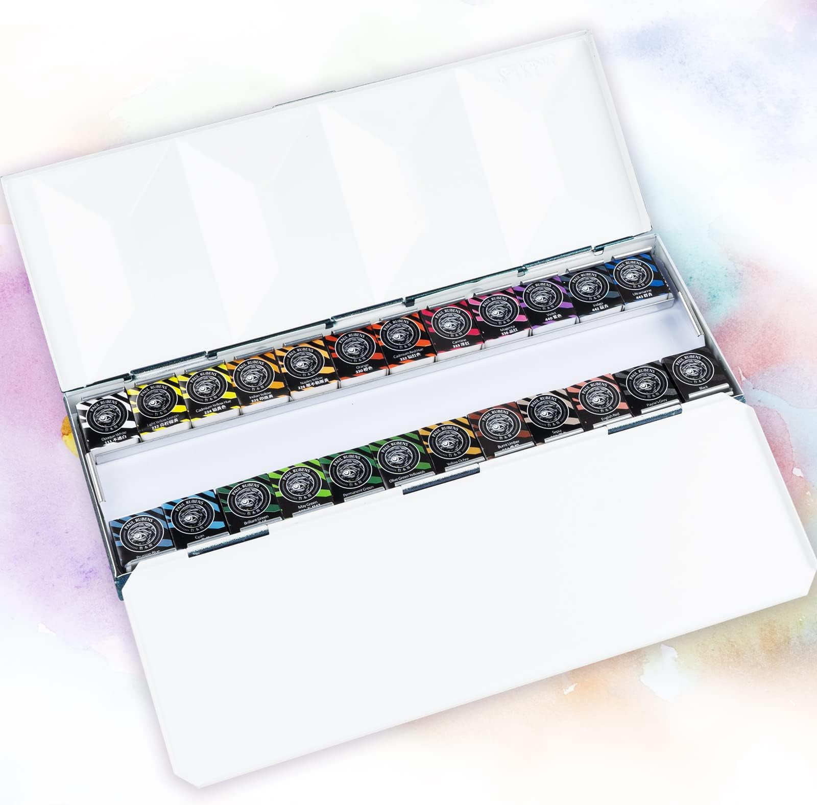 Paul Rubens Professional Watercolor Paint Set Artist Grade, 24 Colors Solid Paint with Portable Metal Box Travel Watercolor for Artists, Beginners, Hobbyists, Students, Black Case