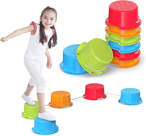 Special Supplies Juego de 8 cubos de equilibrio para niños, superficie texturizada antideslizante y bordes de goma antideslizantes para el suelo,