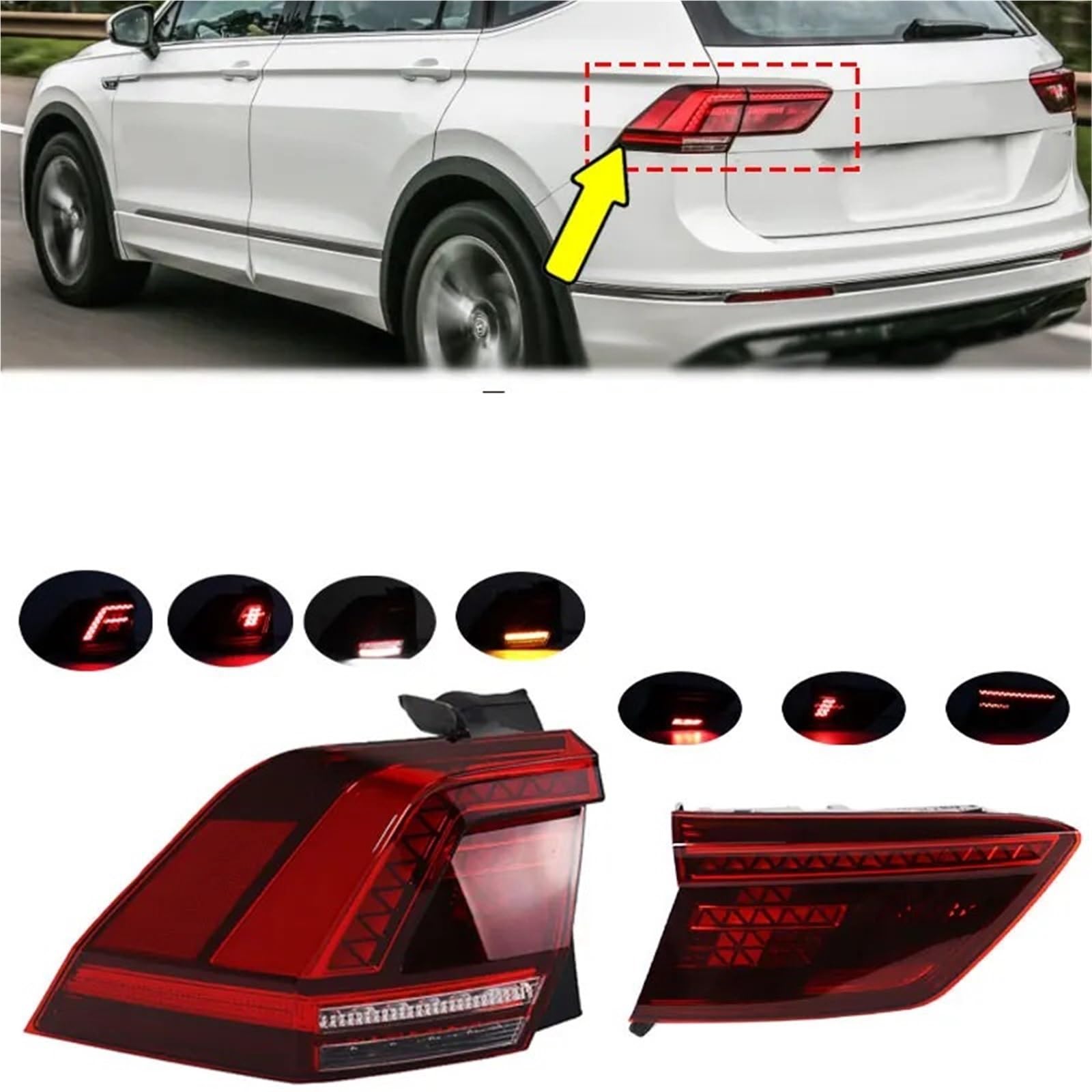 Lampa tylna zespolona Halogen światła Do Volkswagen Tiguan 2017-2021 Zestaw tylnych świateł LED 5NN945095A 5NN945096A(Outside Left)