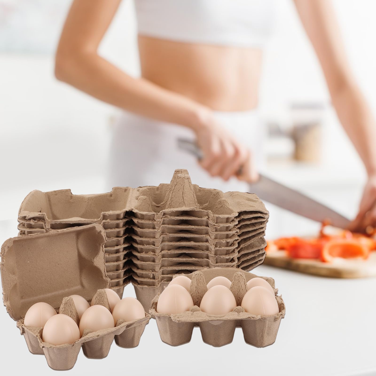 APACALI 50 piezas Caja de huevos con 6 huevos, caja de huevos de cartón con 6 unidades, caja de huevos con tapa, cajas de huevos de cartón, caja de huevos de cartón para huevos