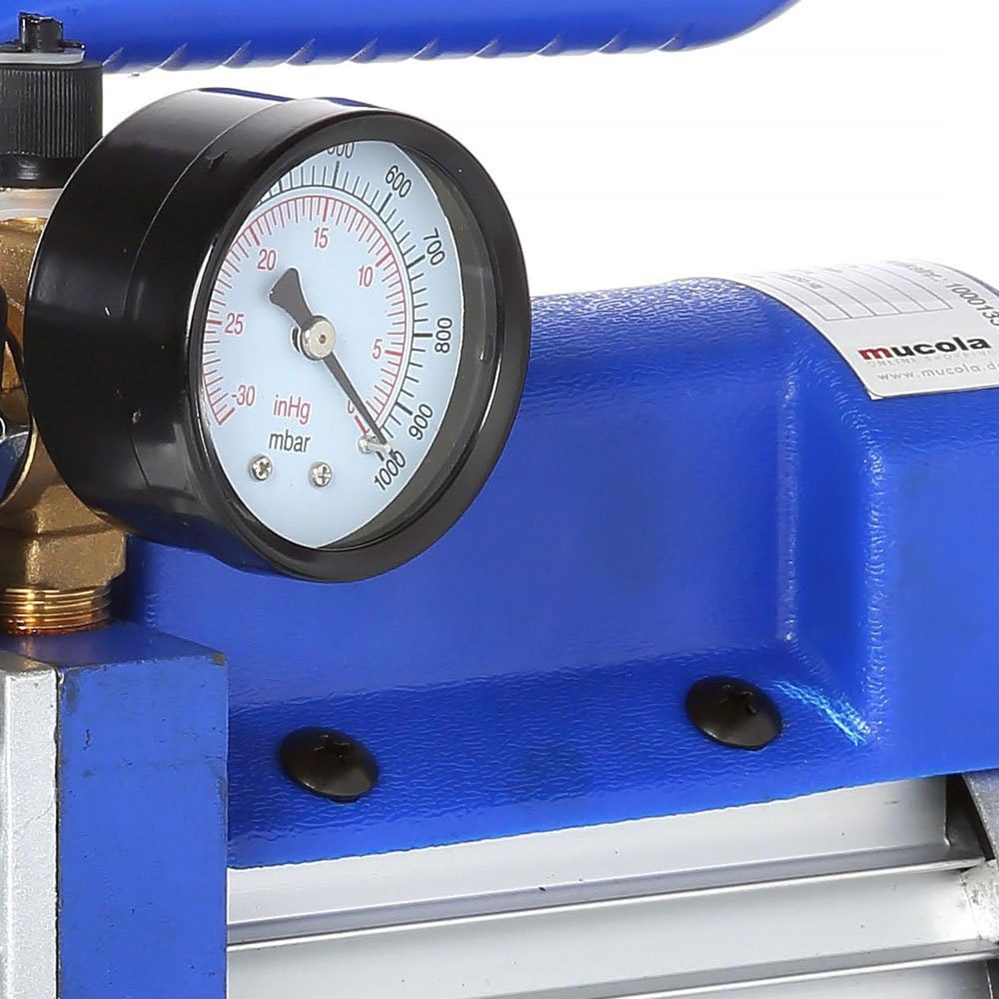Mucola Vakuumpumpe 99 L/Min 250 Watt Aluminium 230V – Unterdruckpumpe mit Schauglas, Vakuum bis 5 Pa, Schlauchanschlüsse 1/4" und 3/8" SAE | für Klimaanlagen, Kältetechnik und Wärmepumpen Service