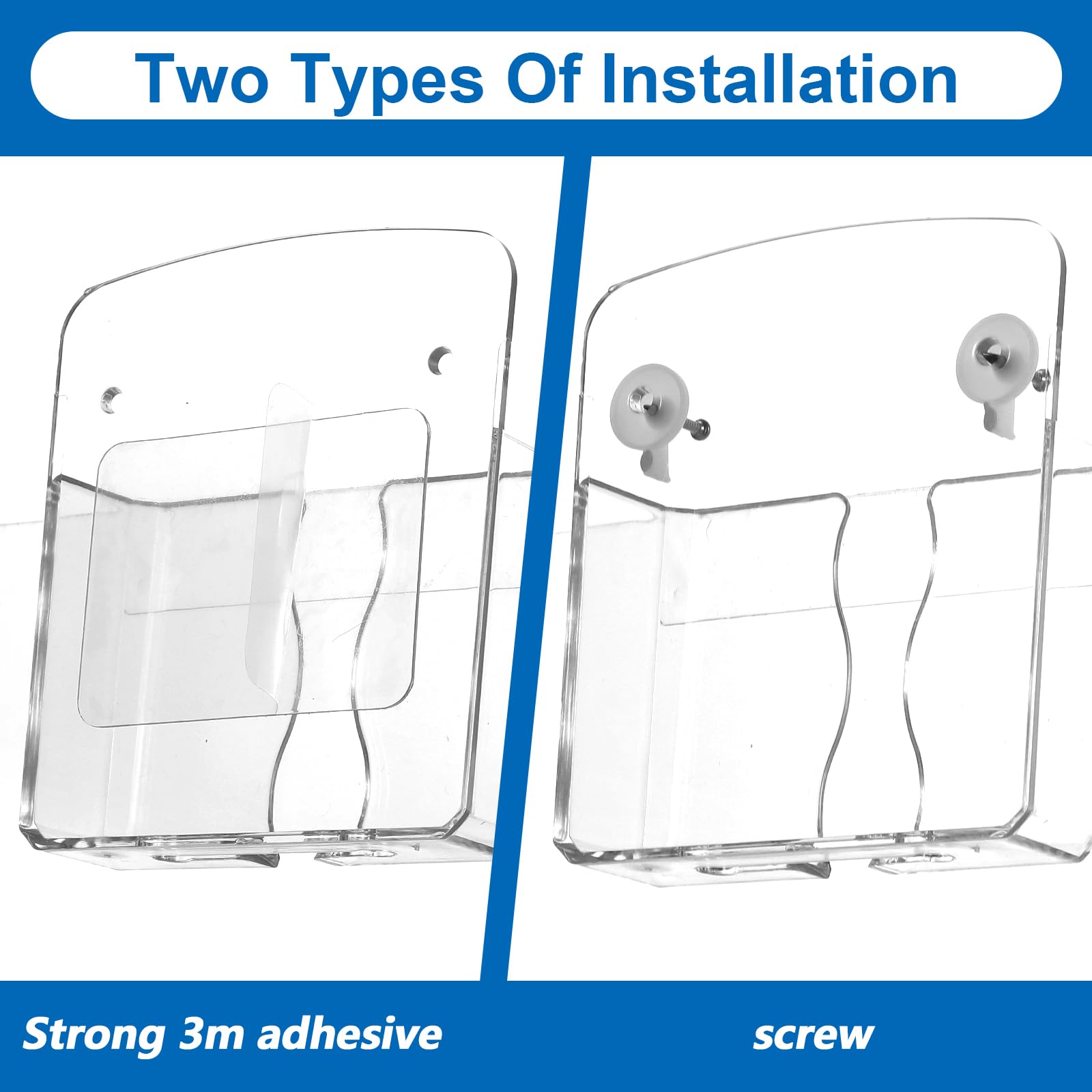 Lot de 2 supports muraux universels pour téléphone portable - Avec trou de chargement - Transparent - Support mural pour téléphone portable - Organiseur mural pour lit et salon