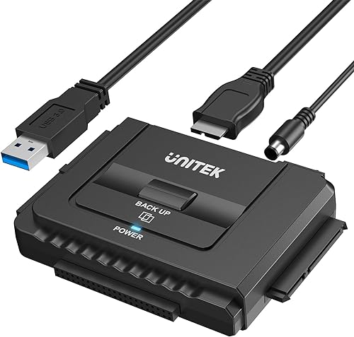 Unitek Kit adaptador de disco duro externo USB 30 a IDE y SATA para disco duro universal 2535 HDDSSD función de respaldo de un solo toque incluye