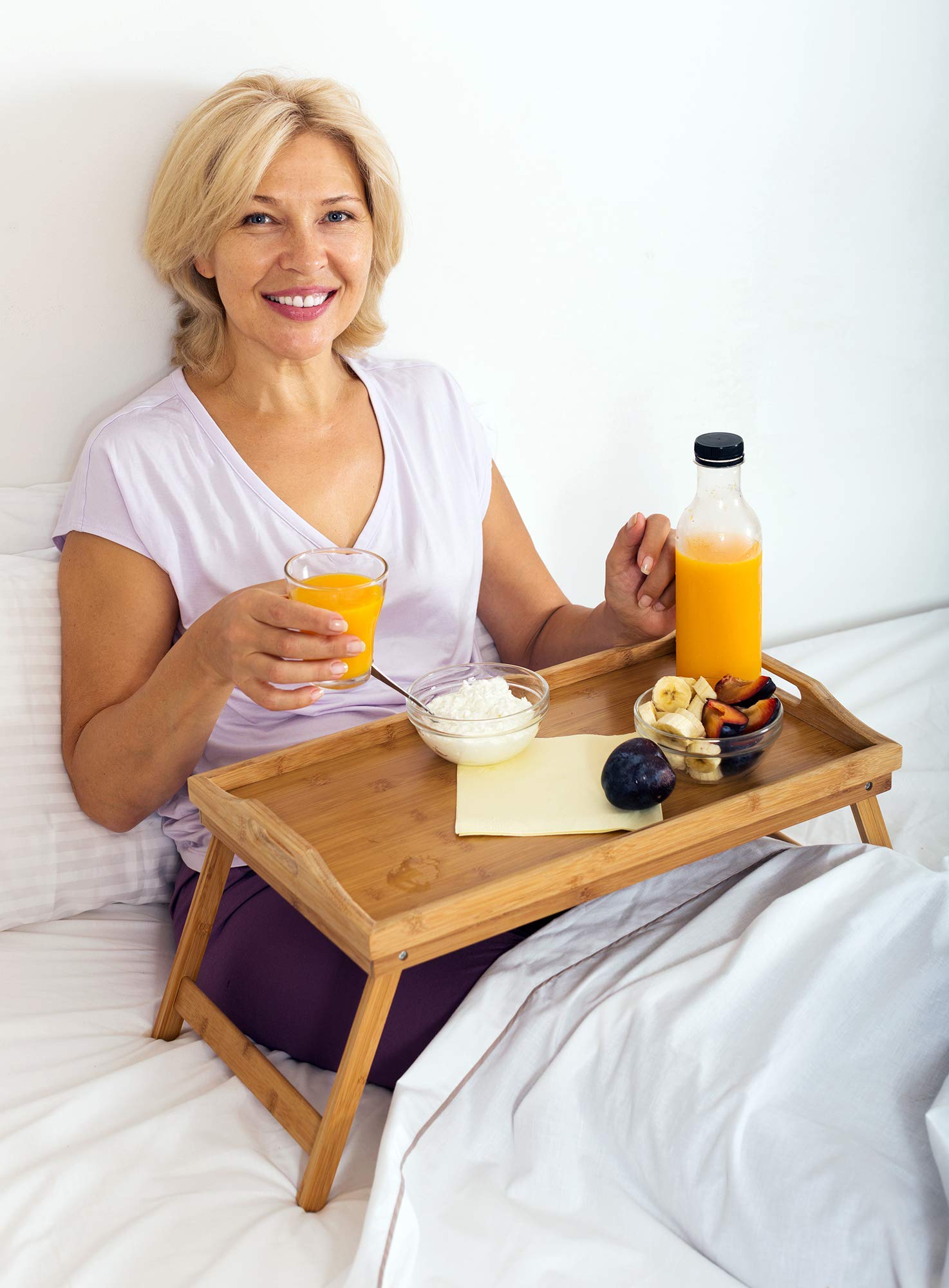 Vassoio Colazione con Gambe Pieghevoli e Vassoio Colazione Comodino in bambù e Vassoio Letto con Gambe