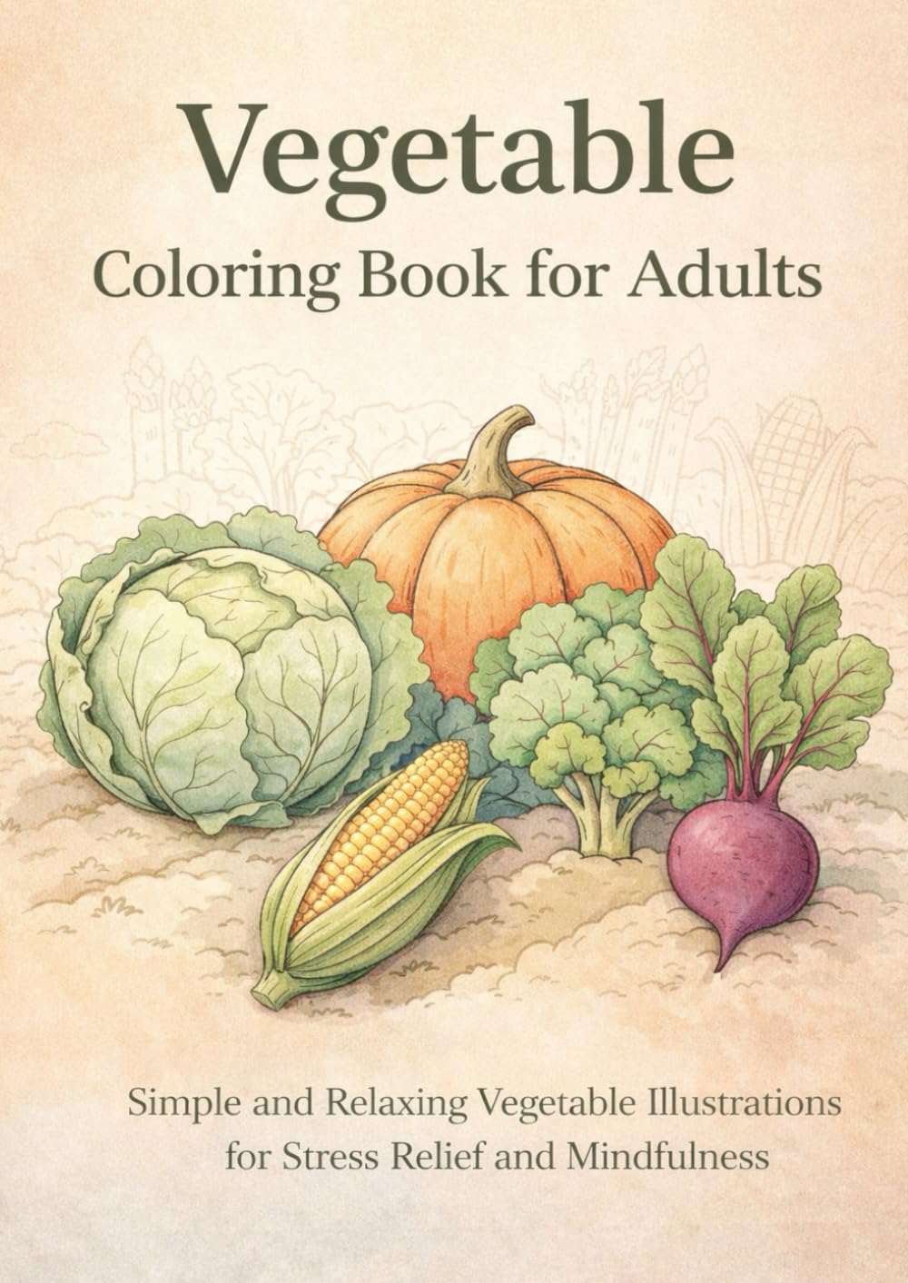 Vegetable Coloring Book for Adults: Simple and Relaxing Vegetable Illustrations for Stress Relief and Mindfulness