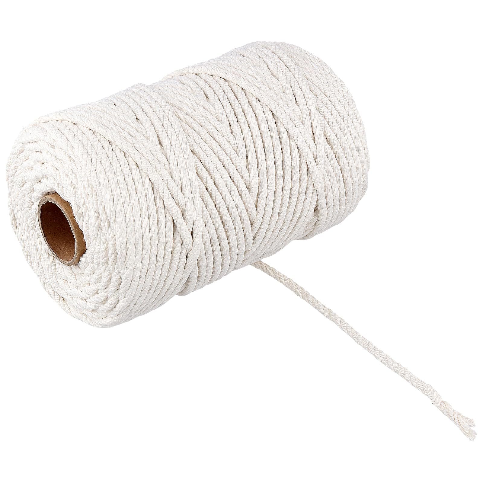 HONYUET 100m x 6mm Cotton Cord, White Macrame Rope, Soft Cotton Twisted String for Sewing, DIY Craft, Bundling Item