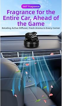 Solar Powered Car Air Freshener, Rotating Aroma Diffuser, With 4-Scents, For Eliminator, Plant Based, For Auto Interior Decor(Marine)