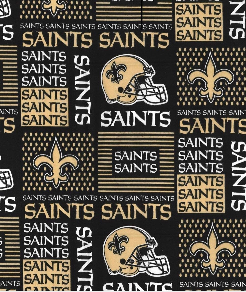 60" Wide Fabric Traditions New Orleans Football Team Blocks, Fabric Sold by The Yard