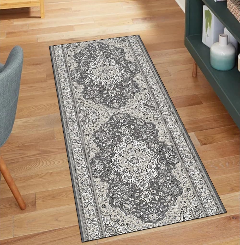 Alfombra de pasillo vintage gris de 70 x 300 cm ideal para pasillos largos
