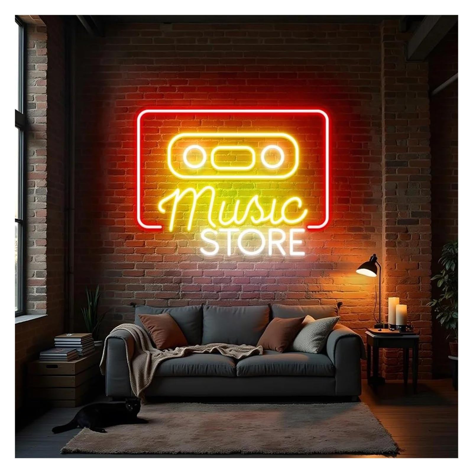 cartelli al neon personalizzati Negozio Di Musica Insegna Al Neon Cassetta Retrò Dimmerabile Negozio Di Musica Negozio Di Dischi Studio Man Cave Bar Decorazione Da Parete 43x30.5cm(Style 5)