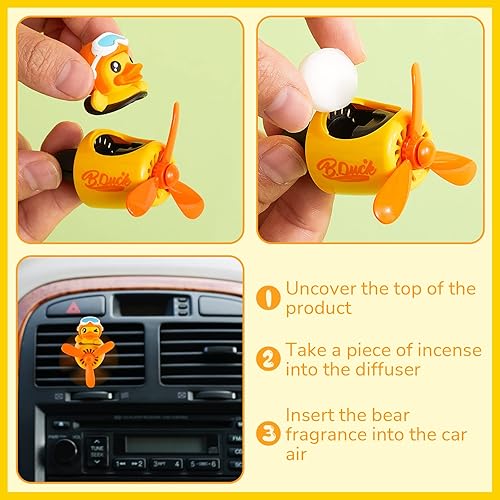 Miniatura 3 de Tallew Ambientador de aire para coche, lindo difusor de pato, hélice giratoria, salida de ventilación, ambientadores automotrices, adornos de