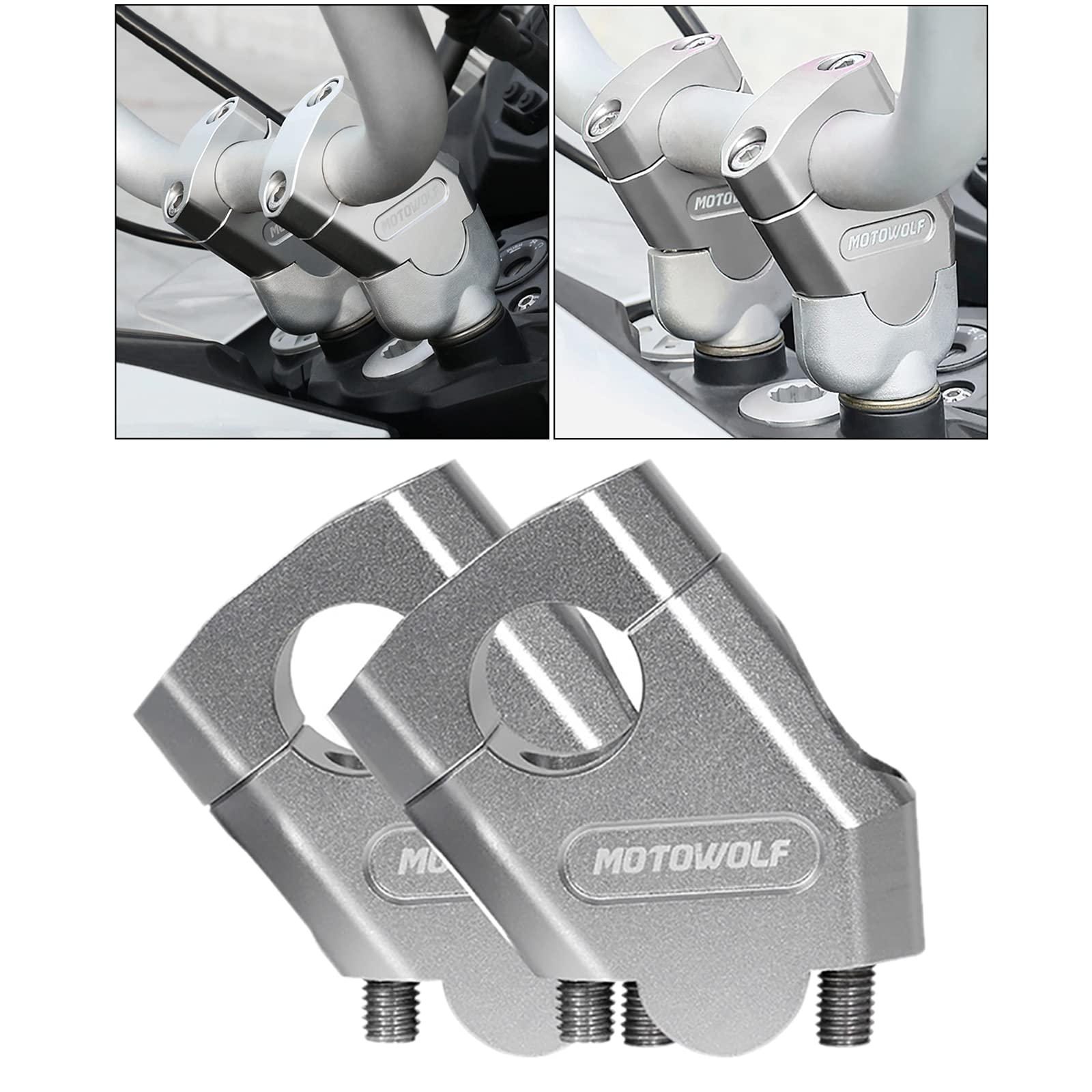 Universal Motorrad Aluminium Lenkstange Riser Bar Mount Bracket Silber 28 mm