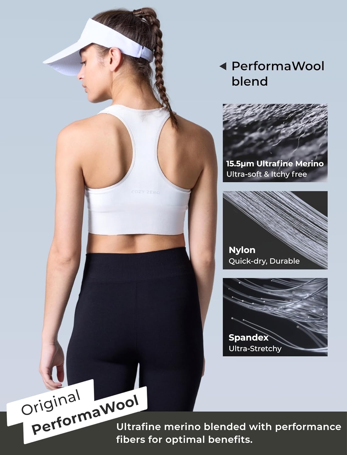 COZYZERO Women’s Merino Wool Racerback Sports Bra - Seamless, Medium Support, Breathable, Moisture-Wicking for Yoga & Running - Image 3