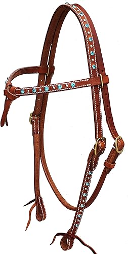 Caballo Western 78202 - Brida de cuero con diamantes de imitación anudada