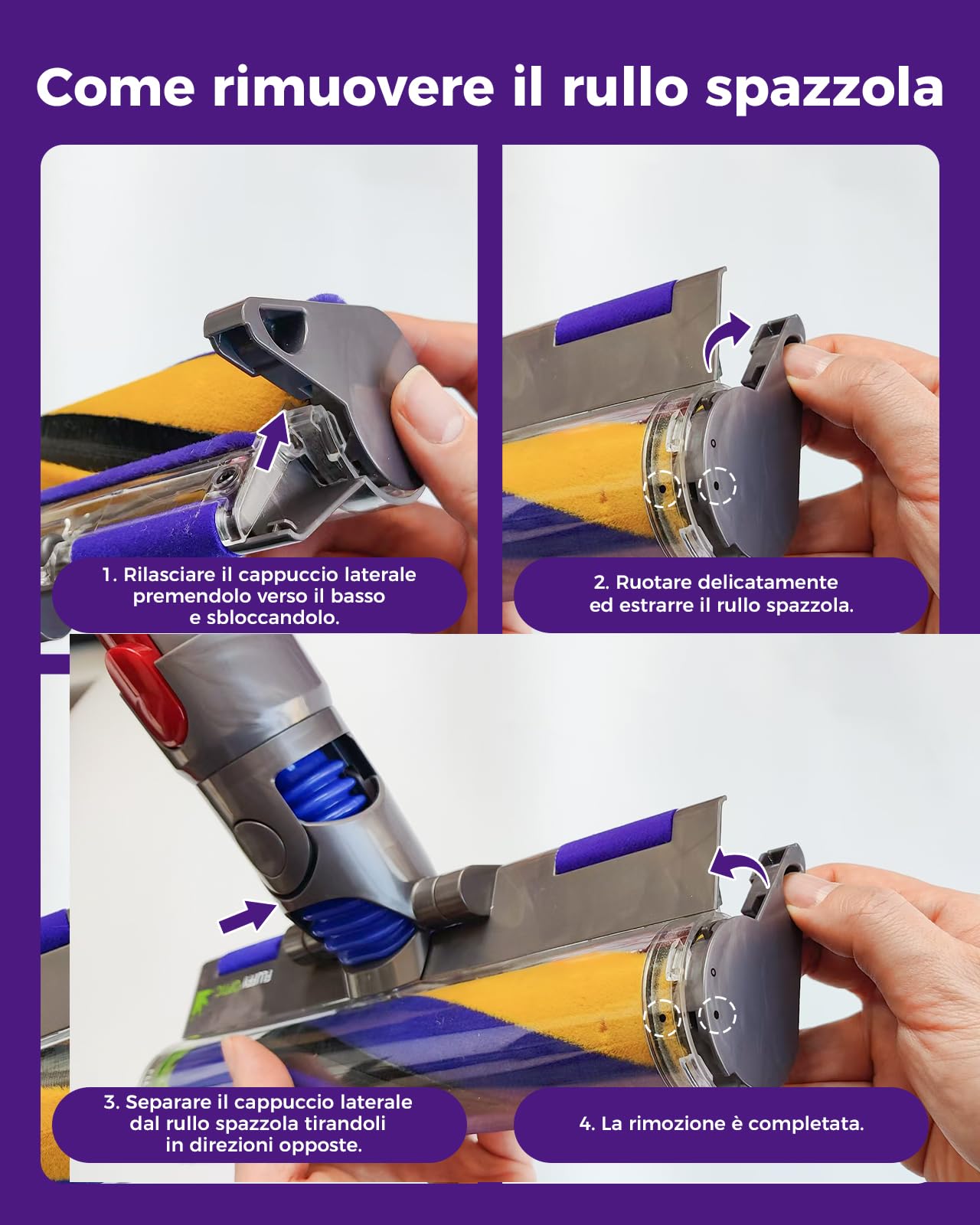 V15 Spazzola per Dyson V7 V8 V10 V11 V15, Tête de brosse a LED illuminata con luce verde, Bocchetta pavimenti Anti-Aggrovigliamento per superfici dure, Ricambio & Accessorio per Dyson