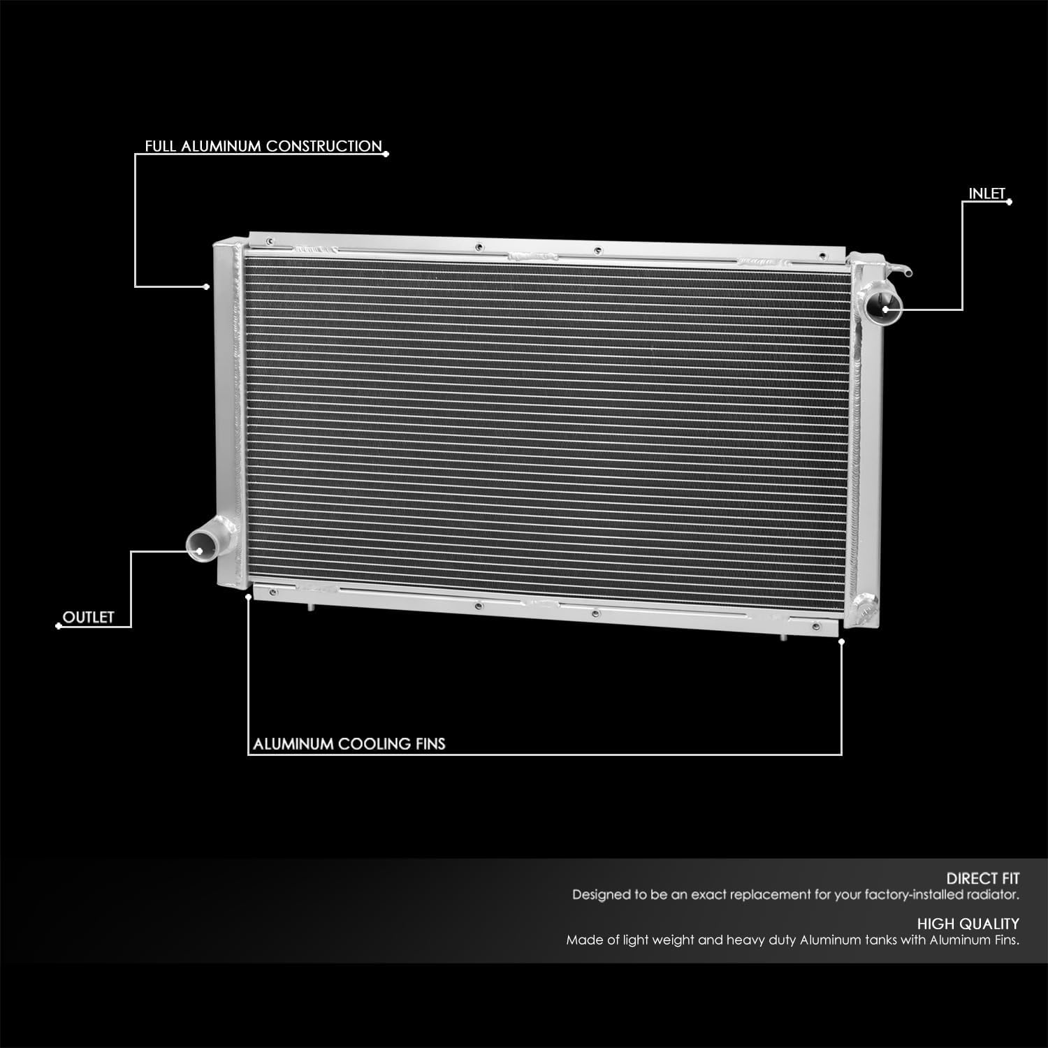 DNA Motoring RA-WRX92-2 2-Row Full Aluminum Radiator Compatible with 92-00 Impreza WRX/WRX STI