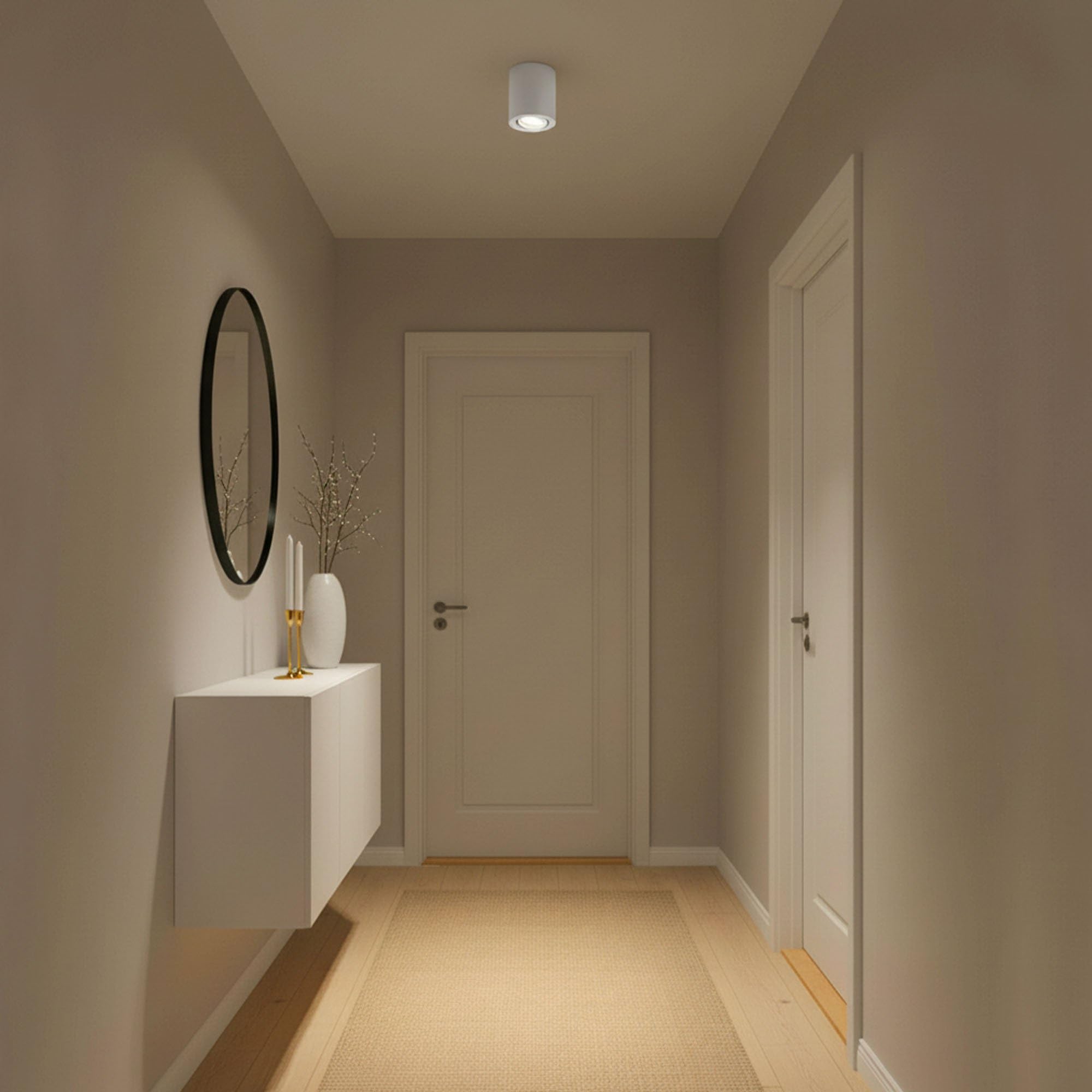 Ledvion 6er Set LED Aufbauspot Weiss Rund 3W Warmweiss | mit Leuchtmittel geliefert; fuer Decke Flur Kueche und Wohnraum