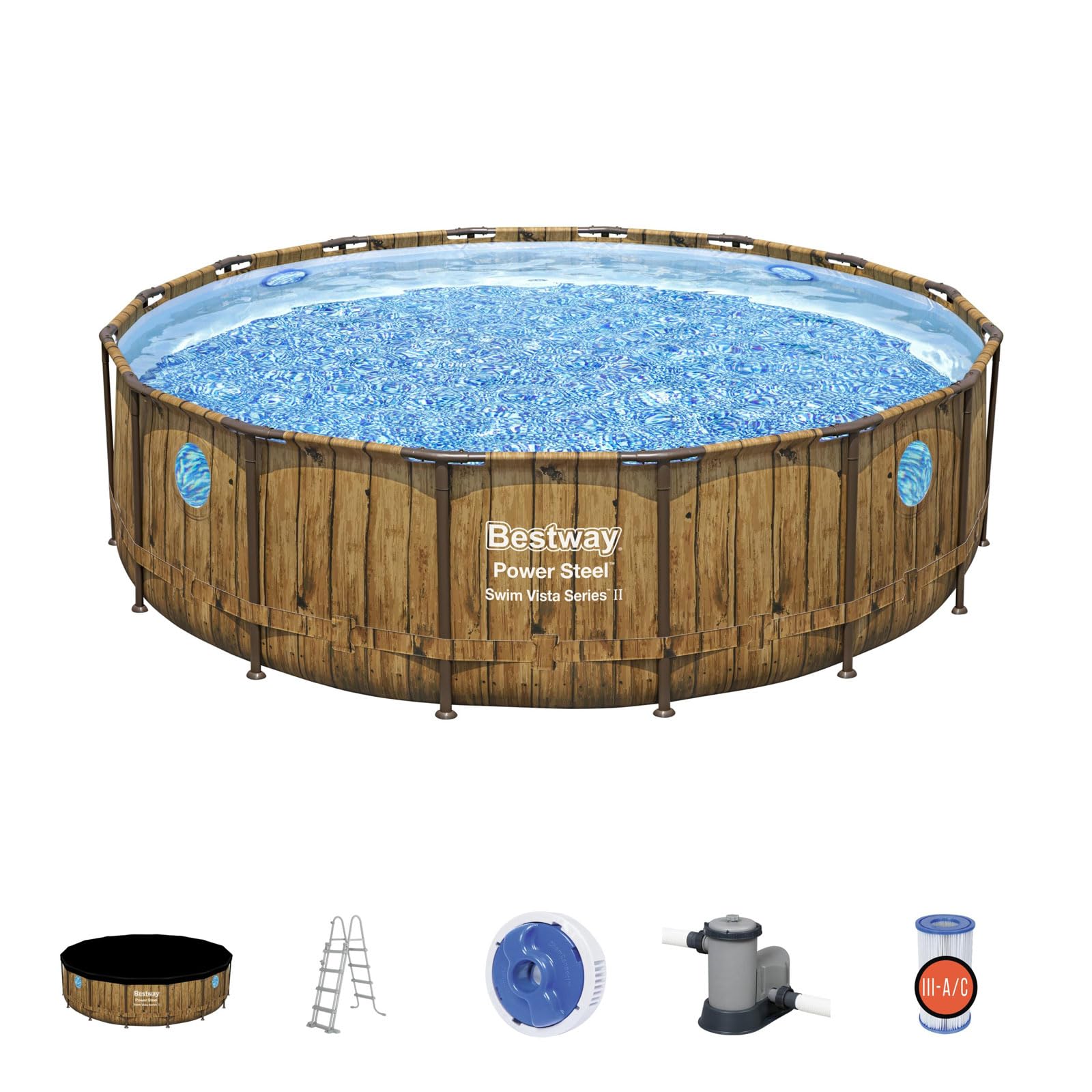 Bestway 56725-​4 Set piscina fuori terra Power Steel Swim Vista da 488x122 cm