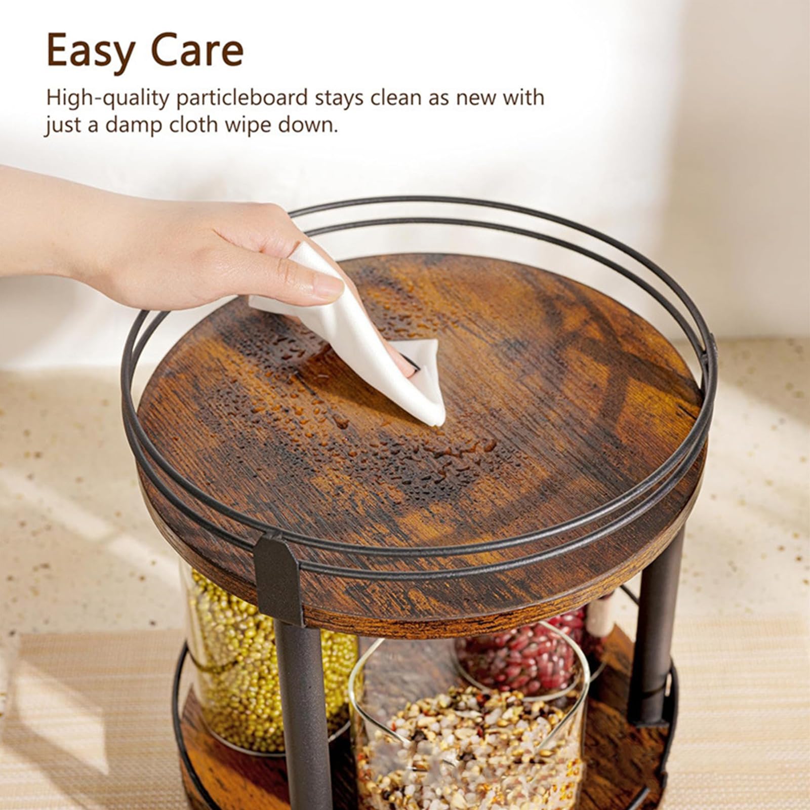 Plateau tournant en bois Lazy Susan pour dessus de table pour garde-manger, salle de bain, vanité, décoration d'intérieur