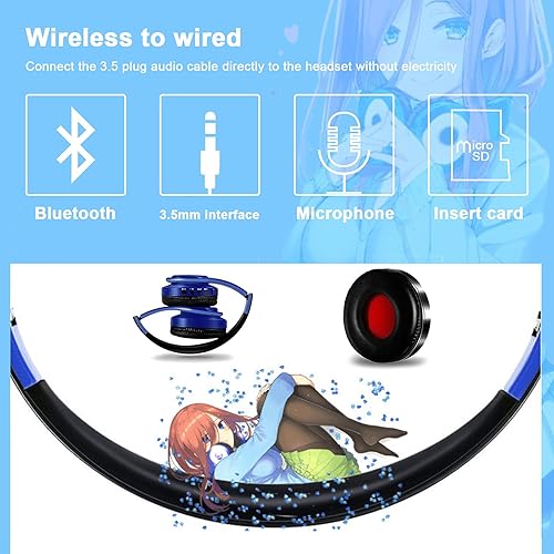 Miniatura 3 de Nakano Miku - Auriculares Bluetooth, auriculares Miku, los quintillizos por excelencia, accesorios de cosplay de dibujos animados, auriculares
