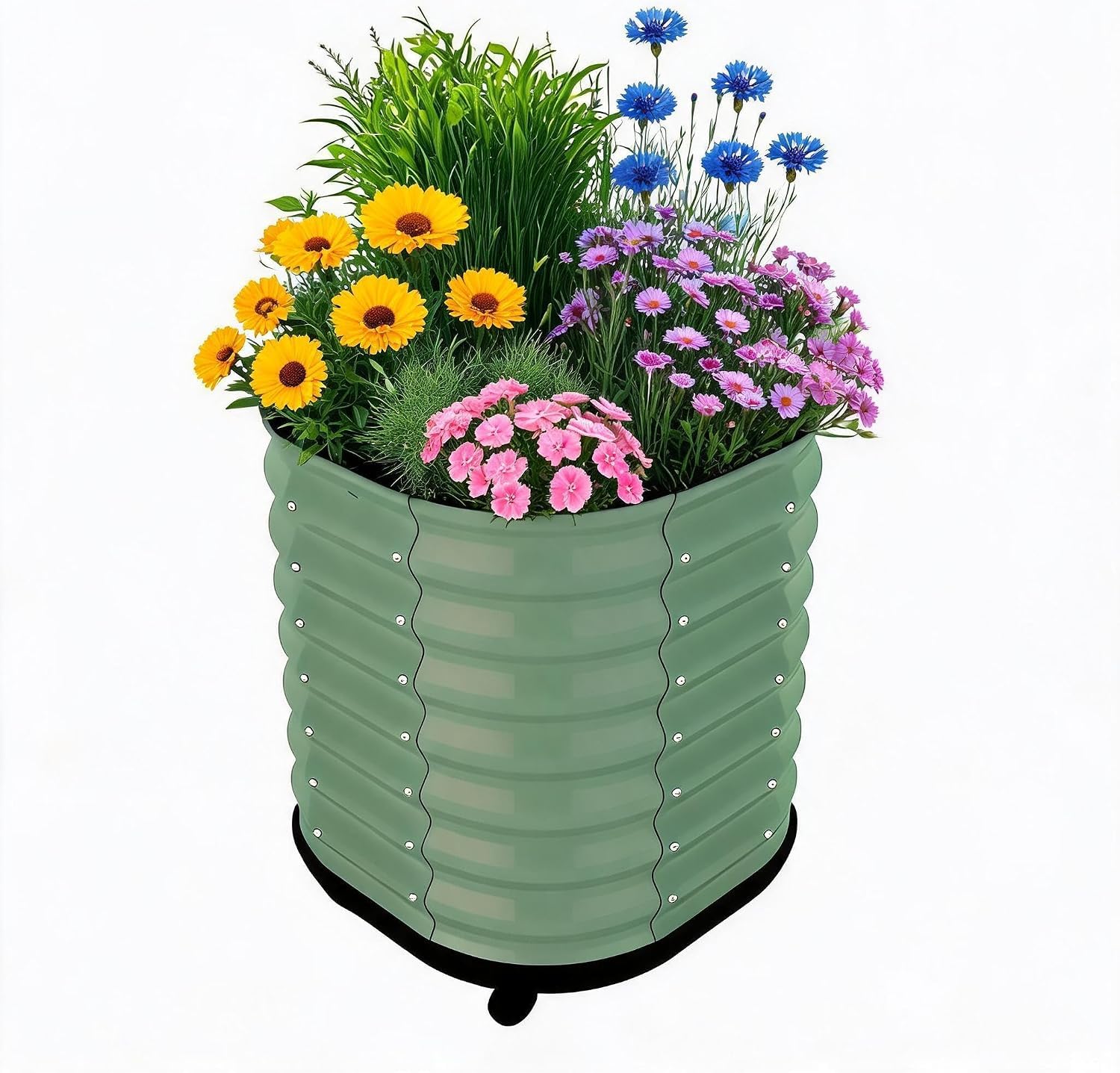 Garvee Mobile Self-Watering Galvanized Steel Raised Garden Bed Planter