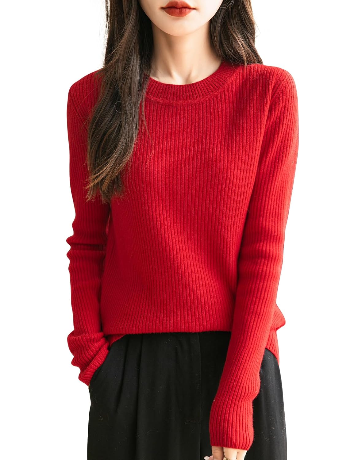 Chanyarn Womens 100 Merino Wool Sweater 2025 Fall Winter Crew Neck Long Sleeve Warm Soft Ribbed Knit Pullover