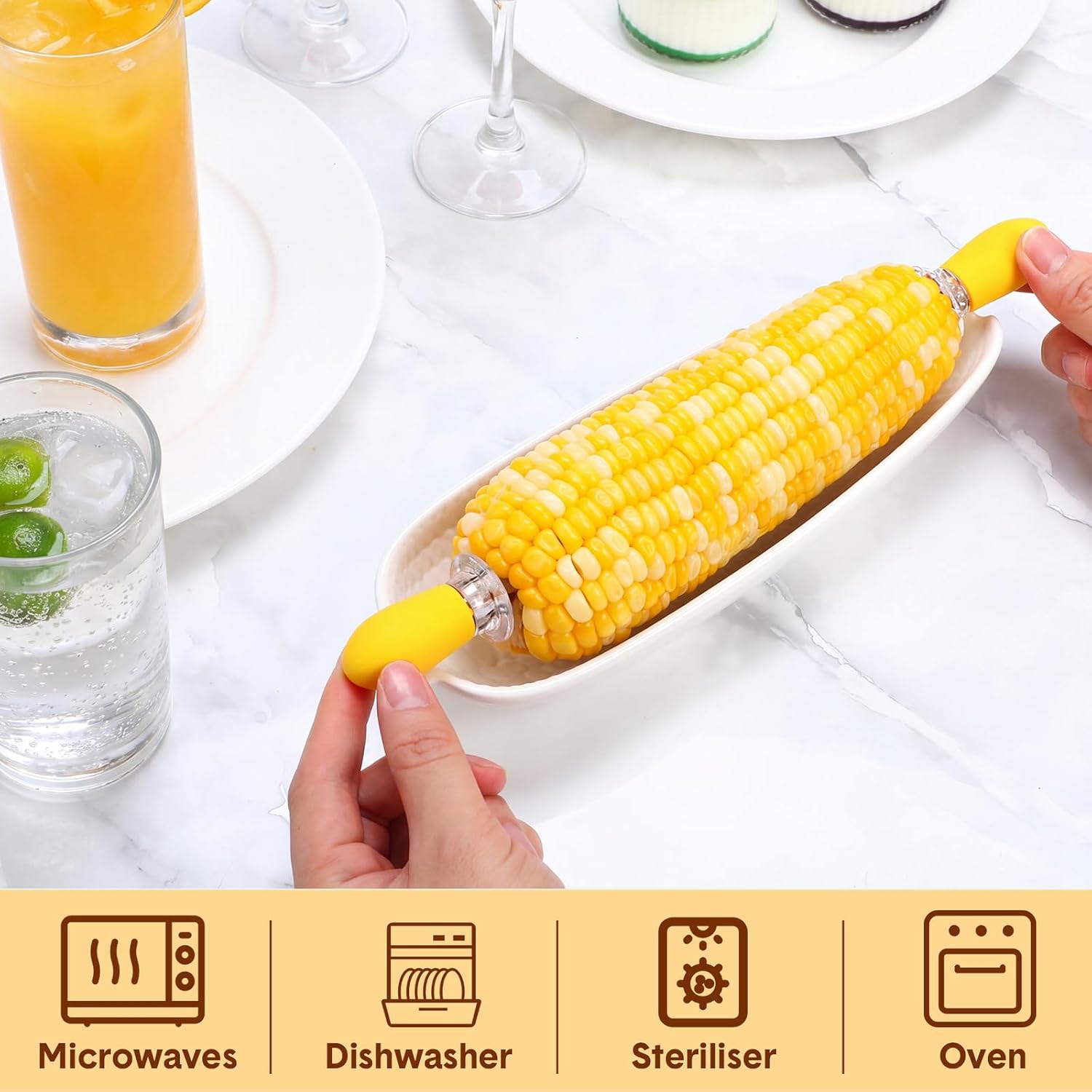 30 Pcs Corn on The Cob Holders Set Includes 9 White Ceramic Corn Dishes 18 Cob Holders 3 Butter Spreader for Home Cooking Parties Skewers BBQ Camping Microwave Dishwasher Oven Safe
