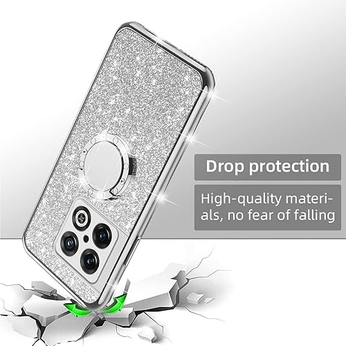 Miniatura 7 de nancheng Funda para teléfono OnePlus 10 Pro 5G con anillo de atril correa de cordón para niñas y mujeres, lindo brillo de silicona suave parachoques